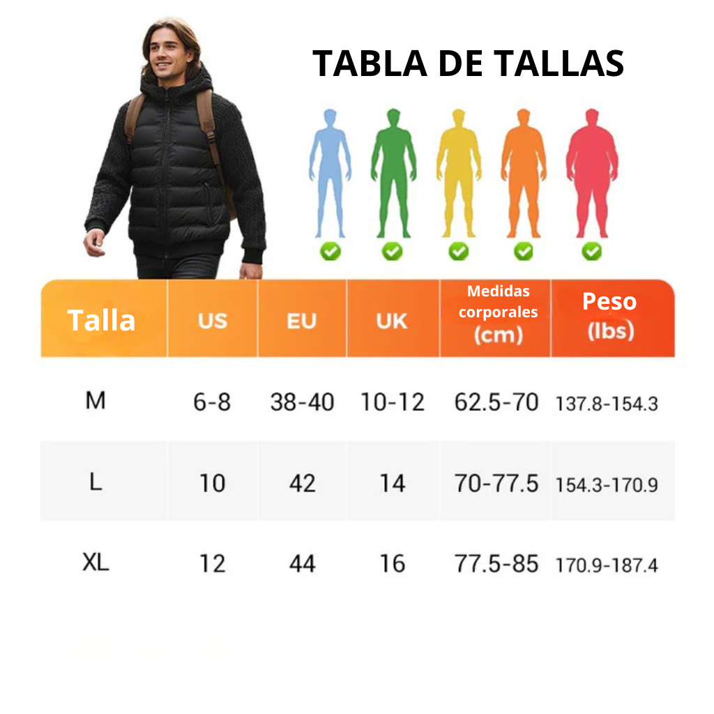 Cortavientos acolchado con capucha para hombre