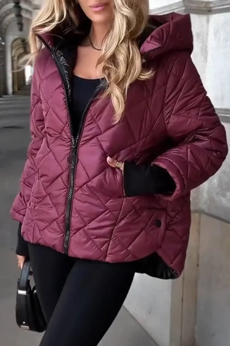Chaqueta casual de algodón con capucha para mujer